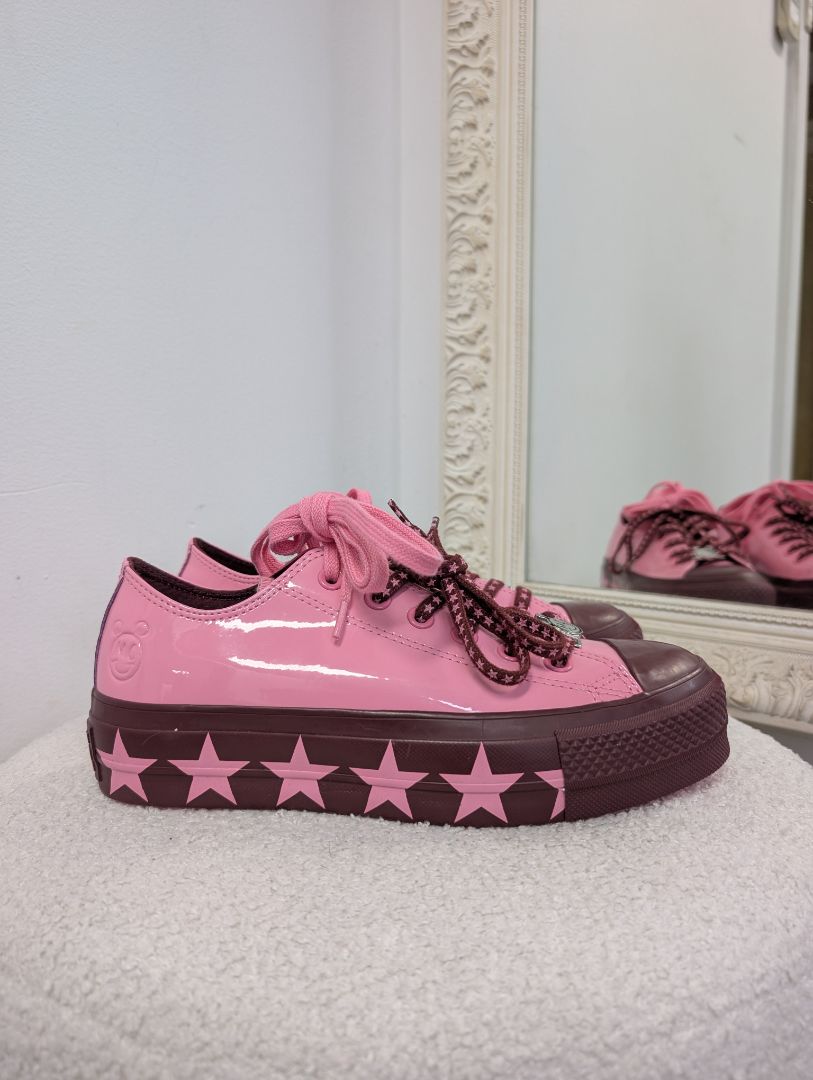 Converse x Miley Cyrus Pink Patent Sneakers. Size 38.