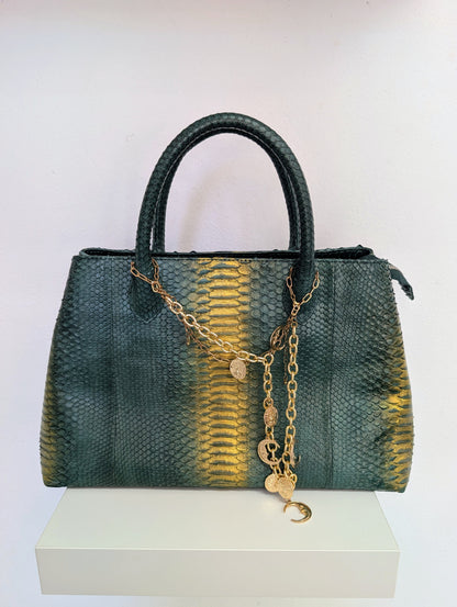 Suzette Green andf Gold Python Leather Bag