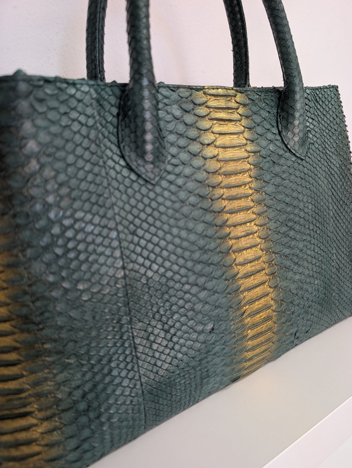 Suzette Green andf Gold Python Leather Bag