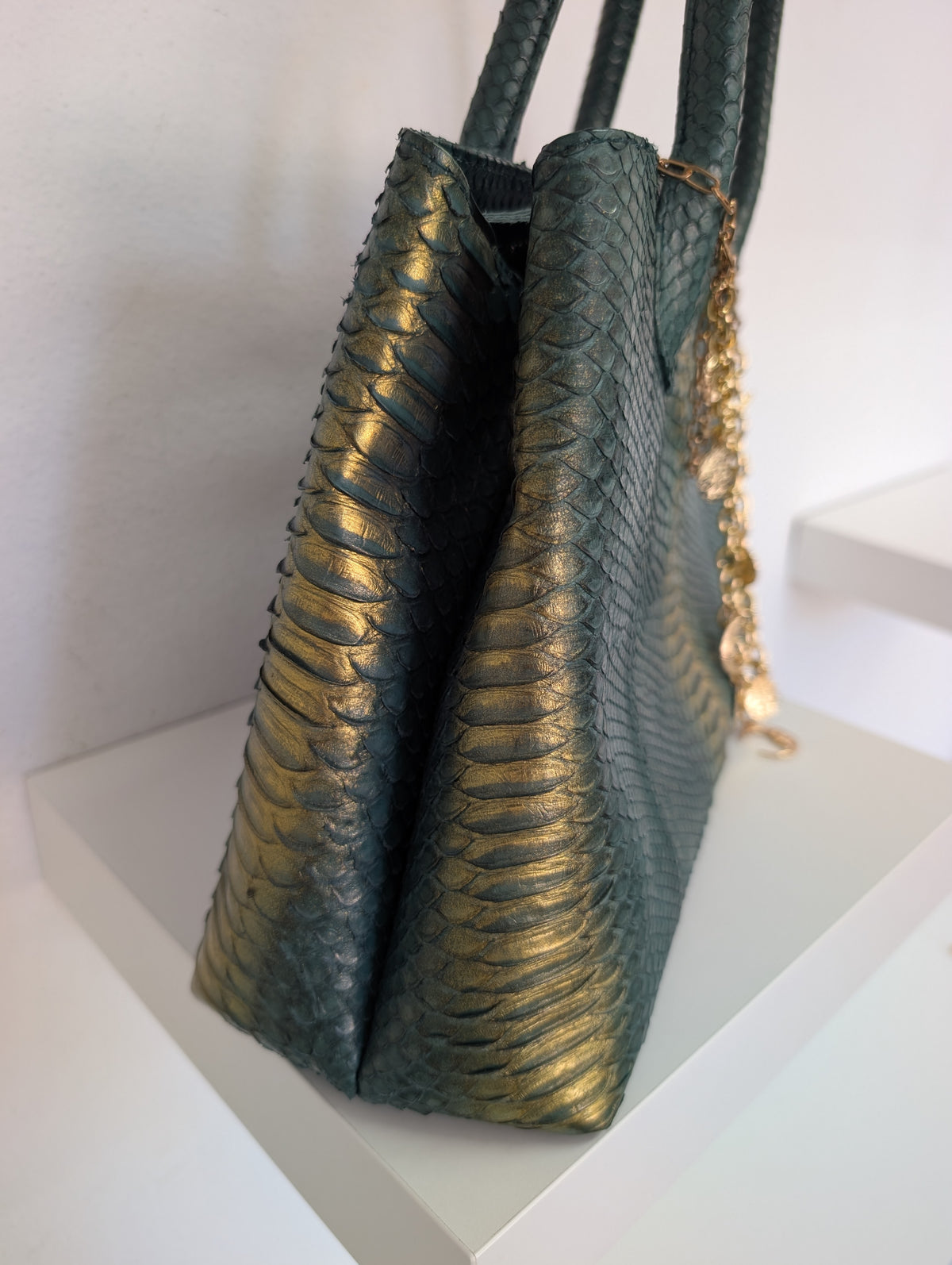 Suzette Green andf Gold Python Leather Bag