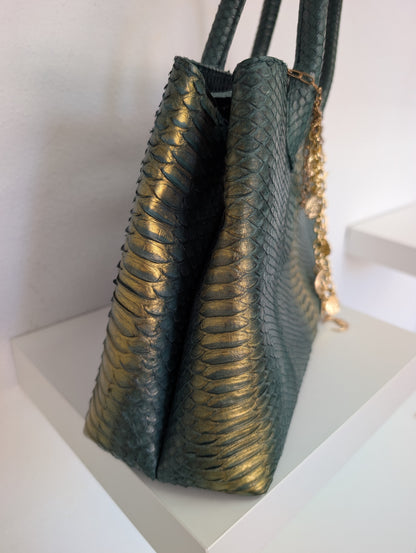 Suzette Green andf Gold Python Leather Bag