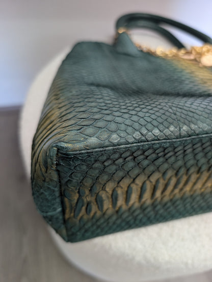 Suzette Green andf Gold Python Leather Bag