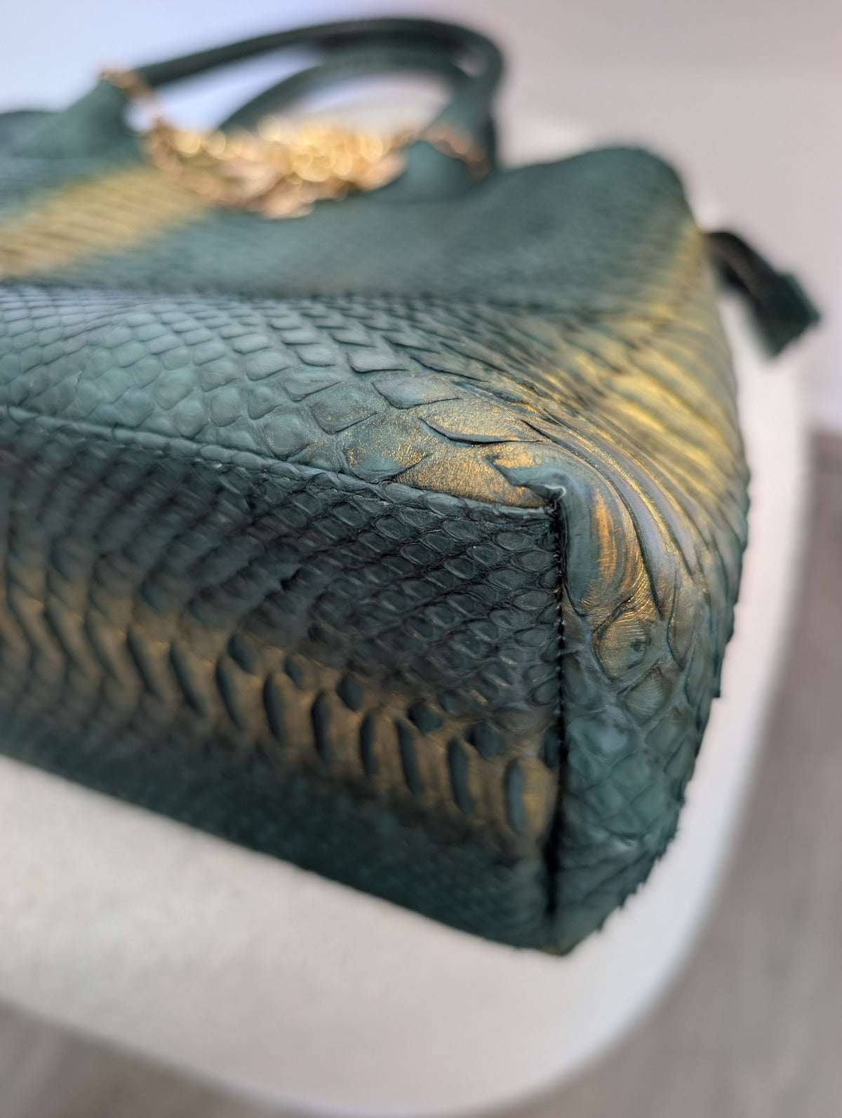 Suzette Green andf Gold Python Leather Bag