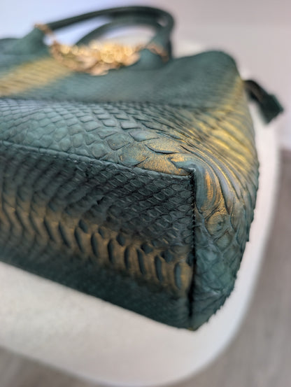 Suzette Green andf Gold Python Leather Bag