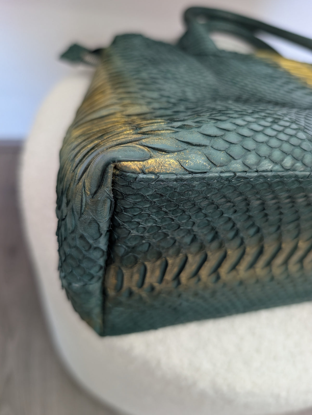 Suzette Green andf Gold Python Leather Bag