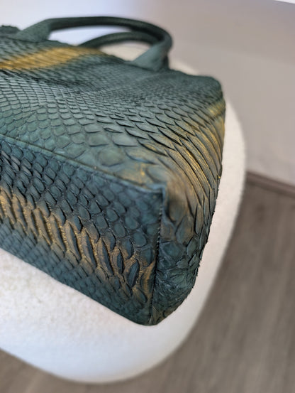 Suzette Green andf Gold Python Leather Bag