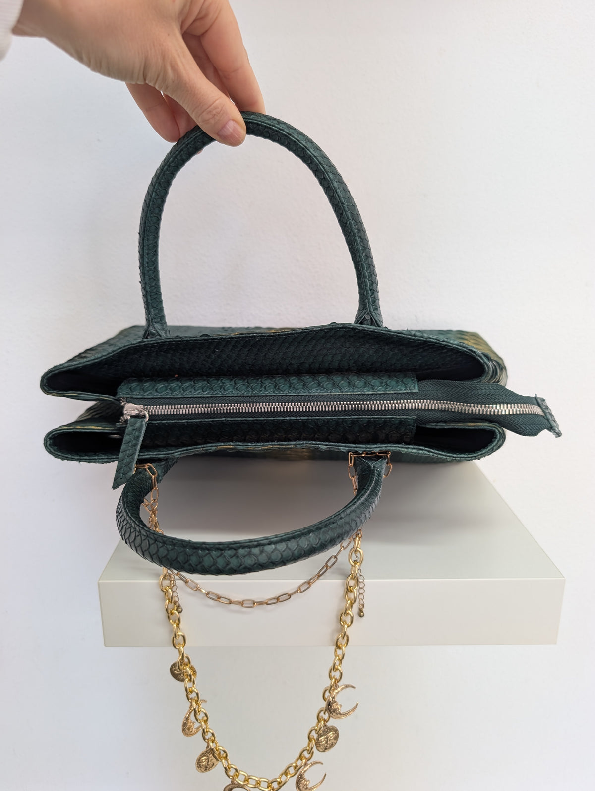 Suzette Green andf Gold Python Leather Bag