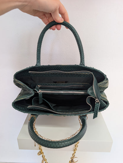 Suzette Green andf Gold Python Leather Bag
