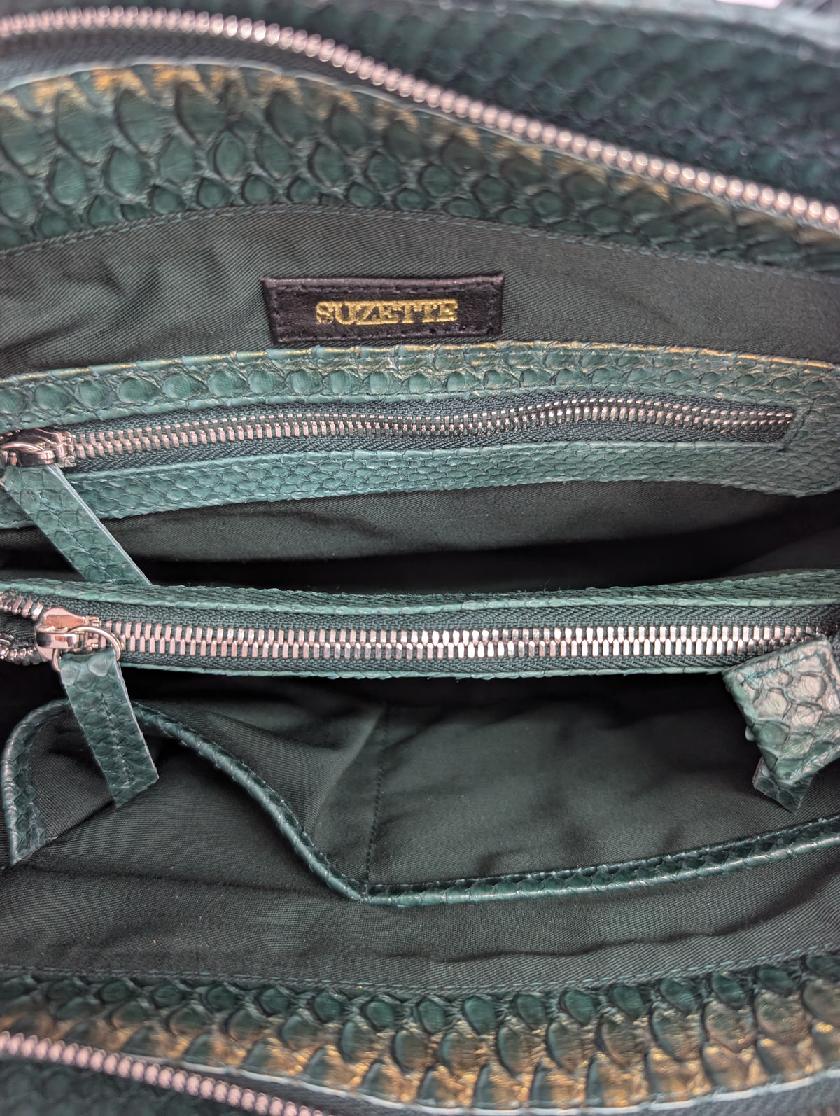 Suzette Green andf Gold Python Leather Bag