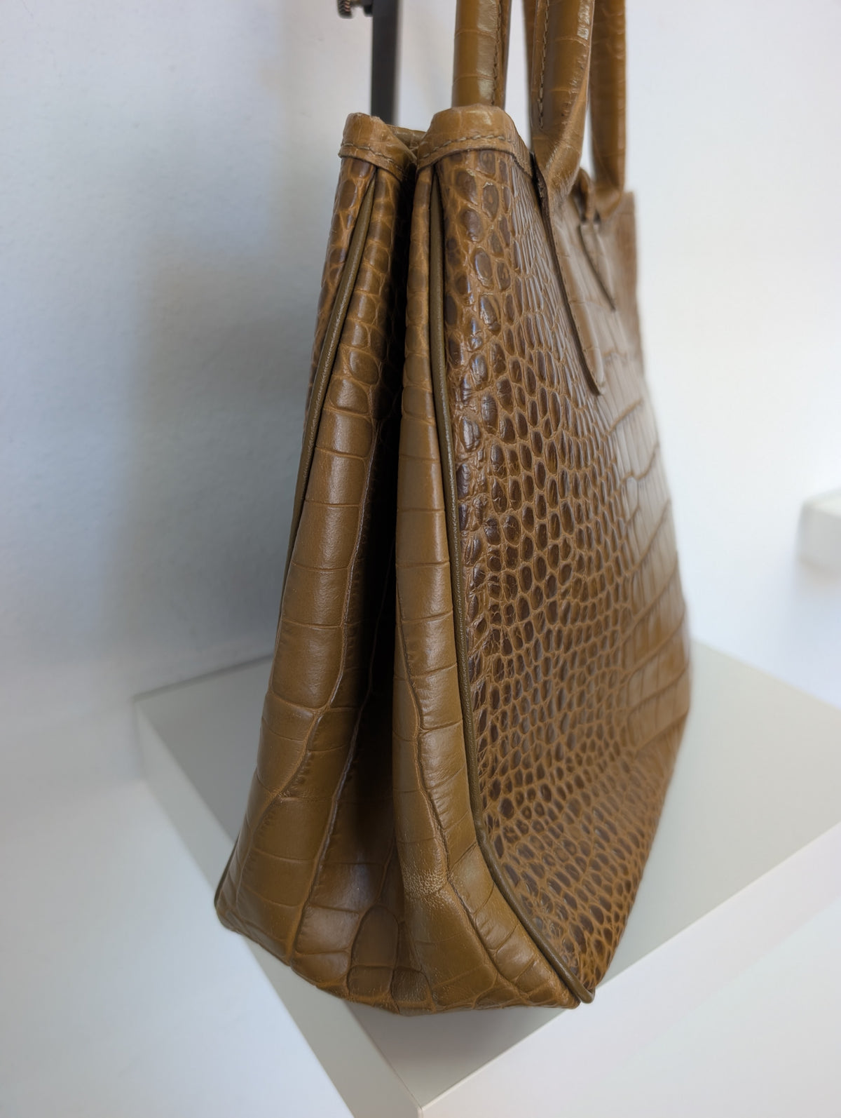 Longchamp Tan Croc Tote Bag