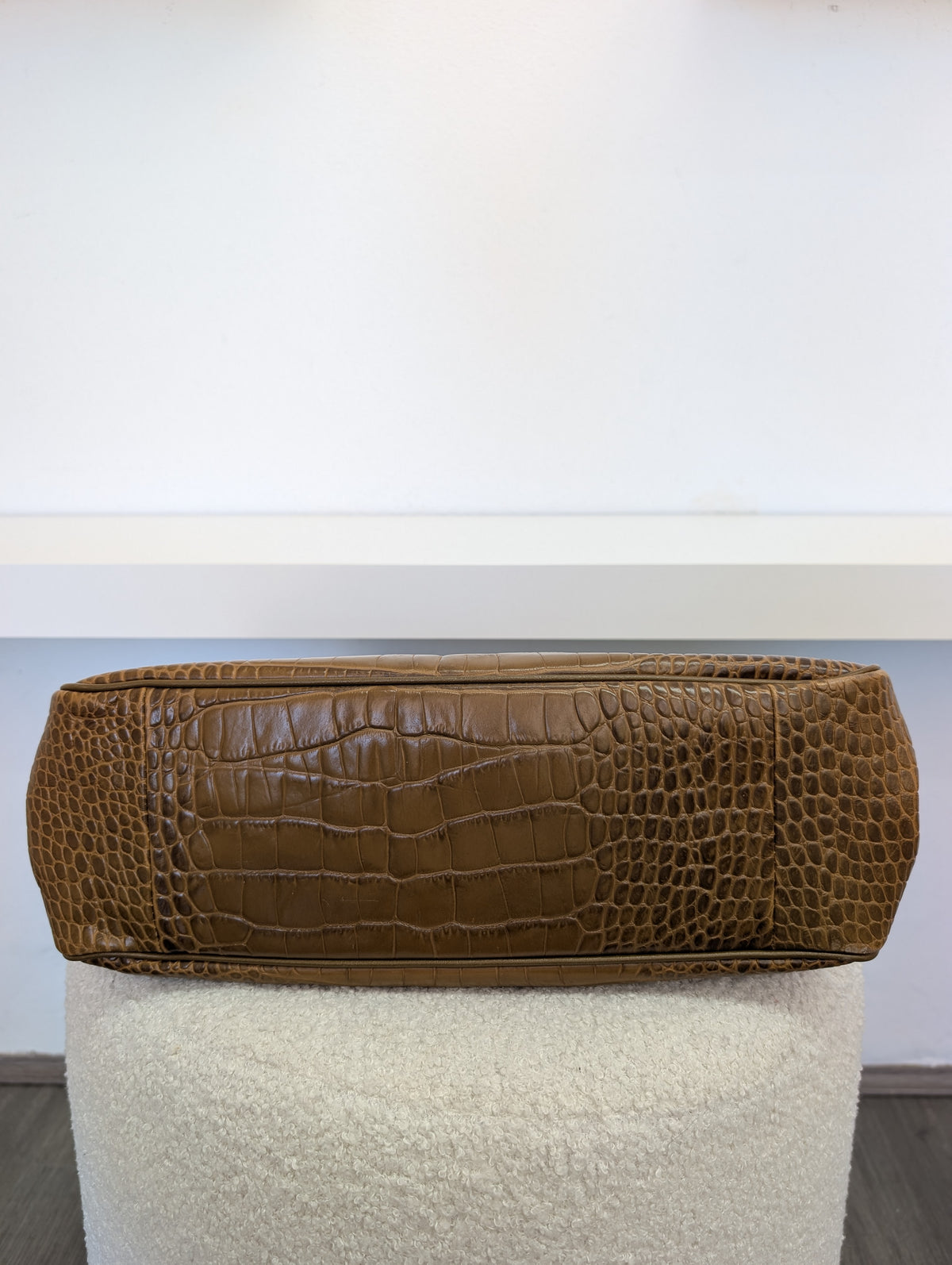 Longchamp Tan Croc Tote Bag