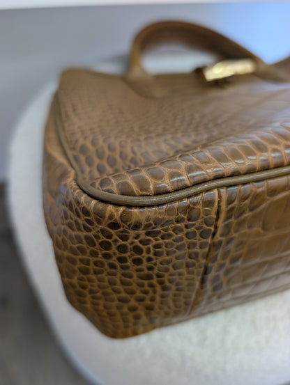 Longchamp Tan Croc Tote Bag
