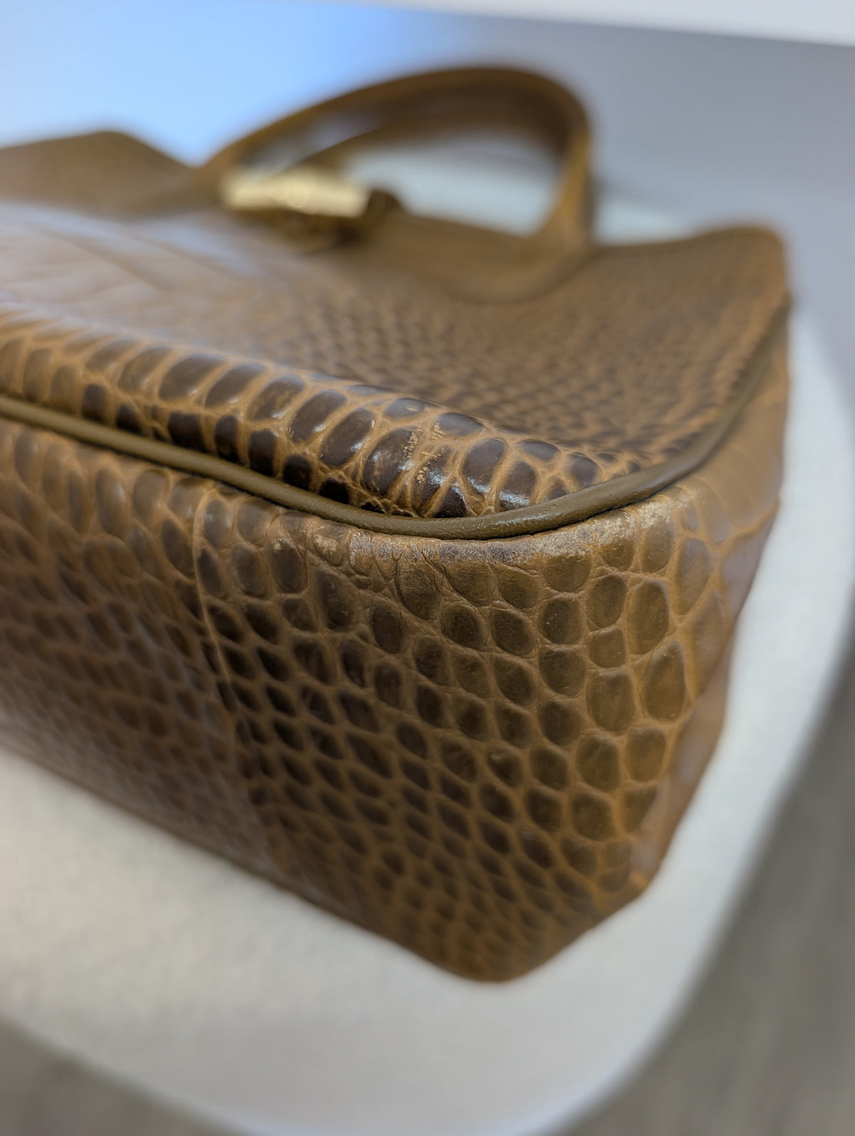 Longchamp Tan Croc Tote Bag