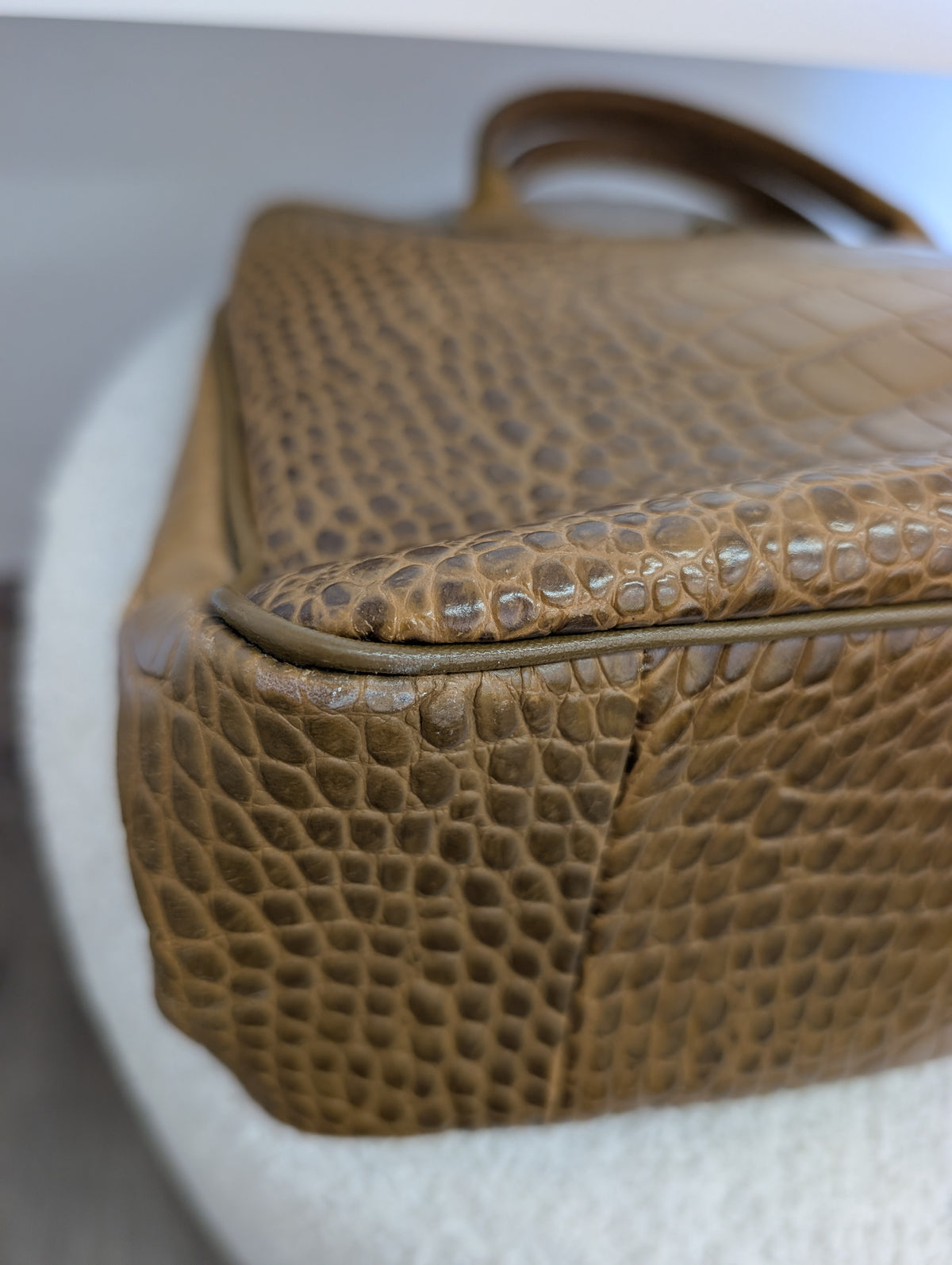 Longchamp Tan Croc Tote Bag