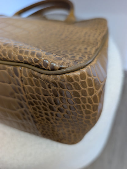 Longchamp Tan Croc Tote Bag