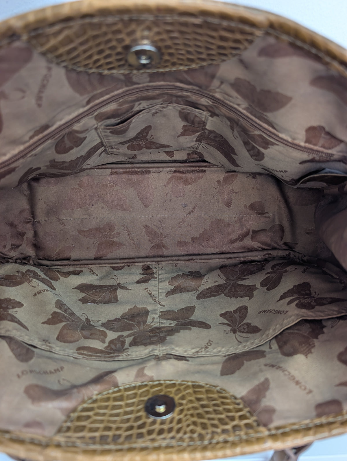 Longchamp Tan Croc Tote Bag