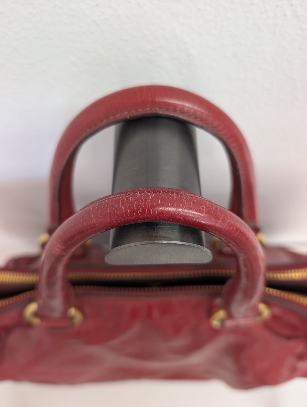 Prada Red Vitello Shine Bauletto Satchel Bag