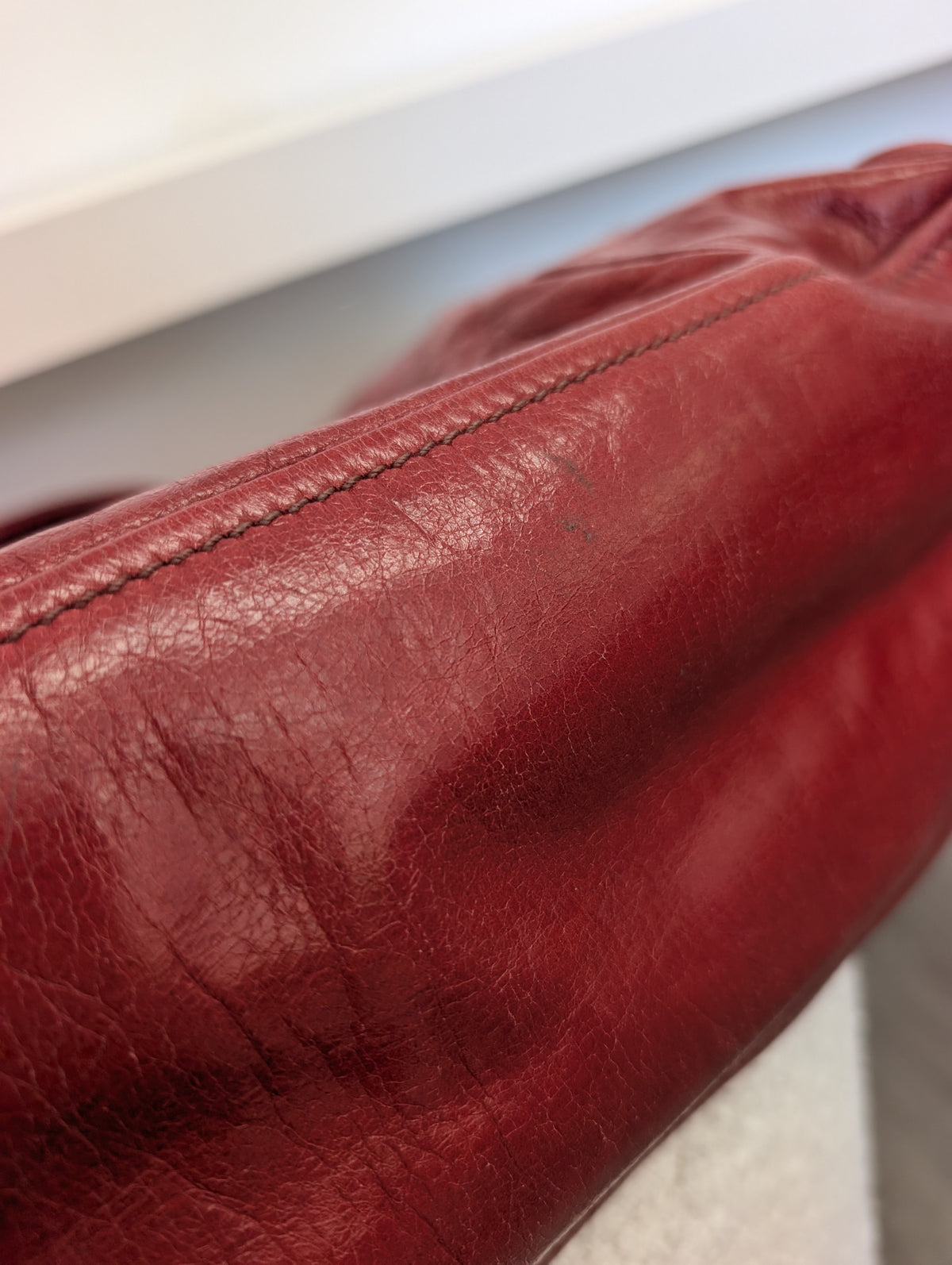 Prada Red Vitello Shine Bauletto Satchel Bag
