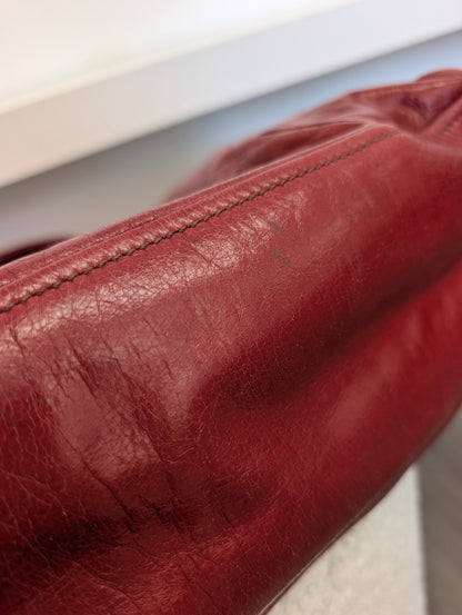 Prada Red Vitello Shine Bauletto Satchel Bag