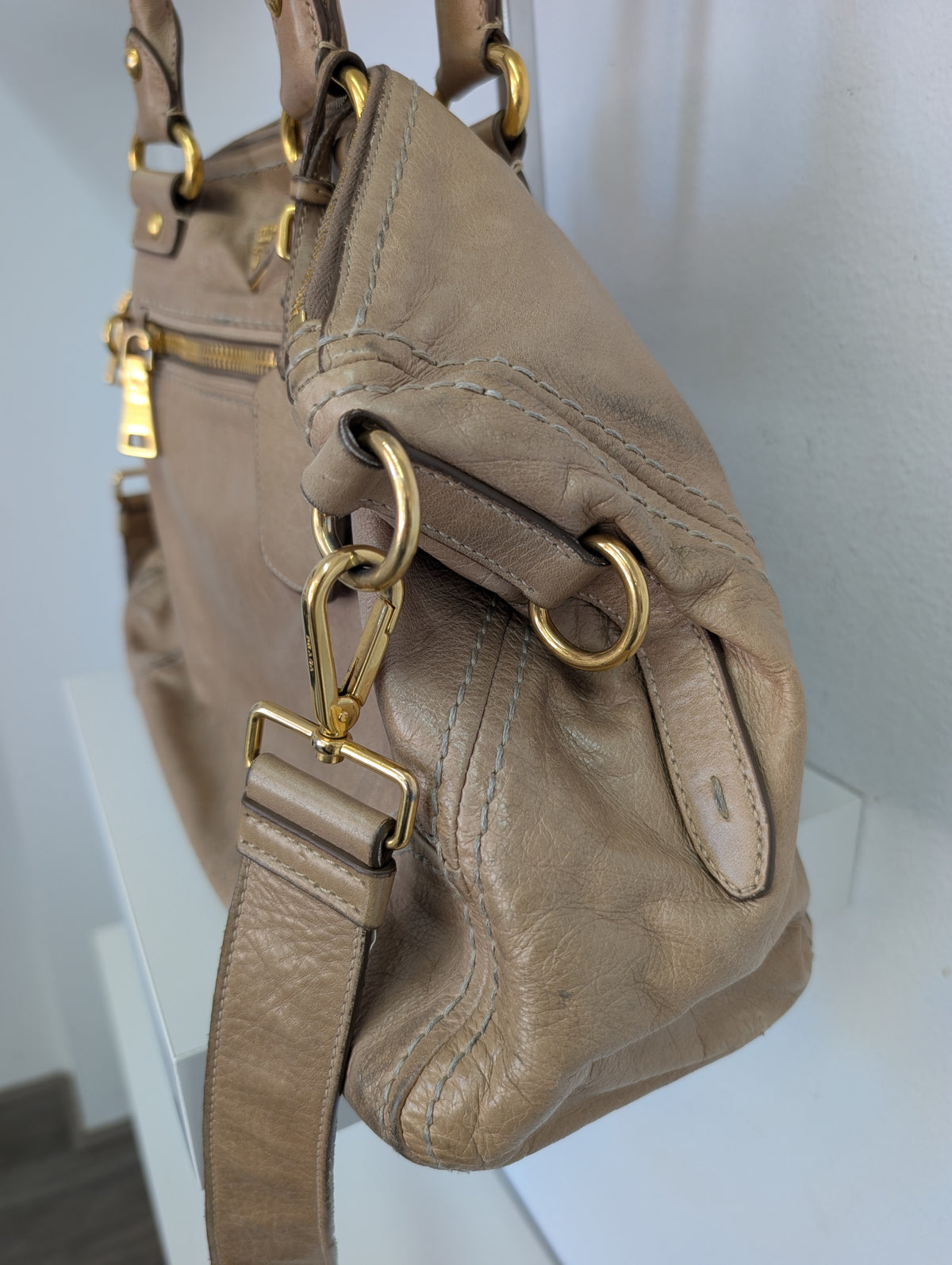 Prada Vitello Shine Satchel Bag