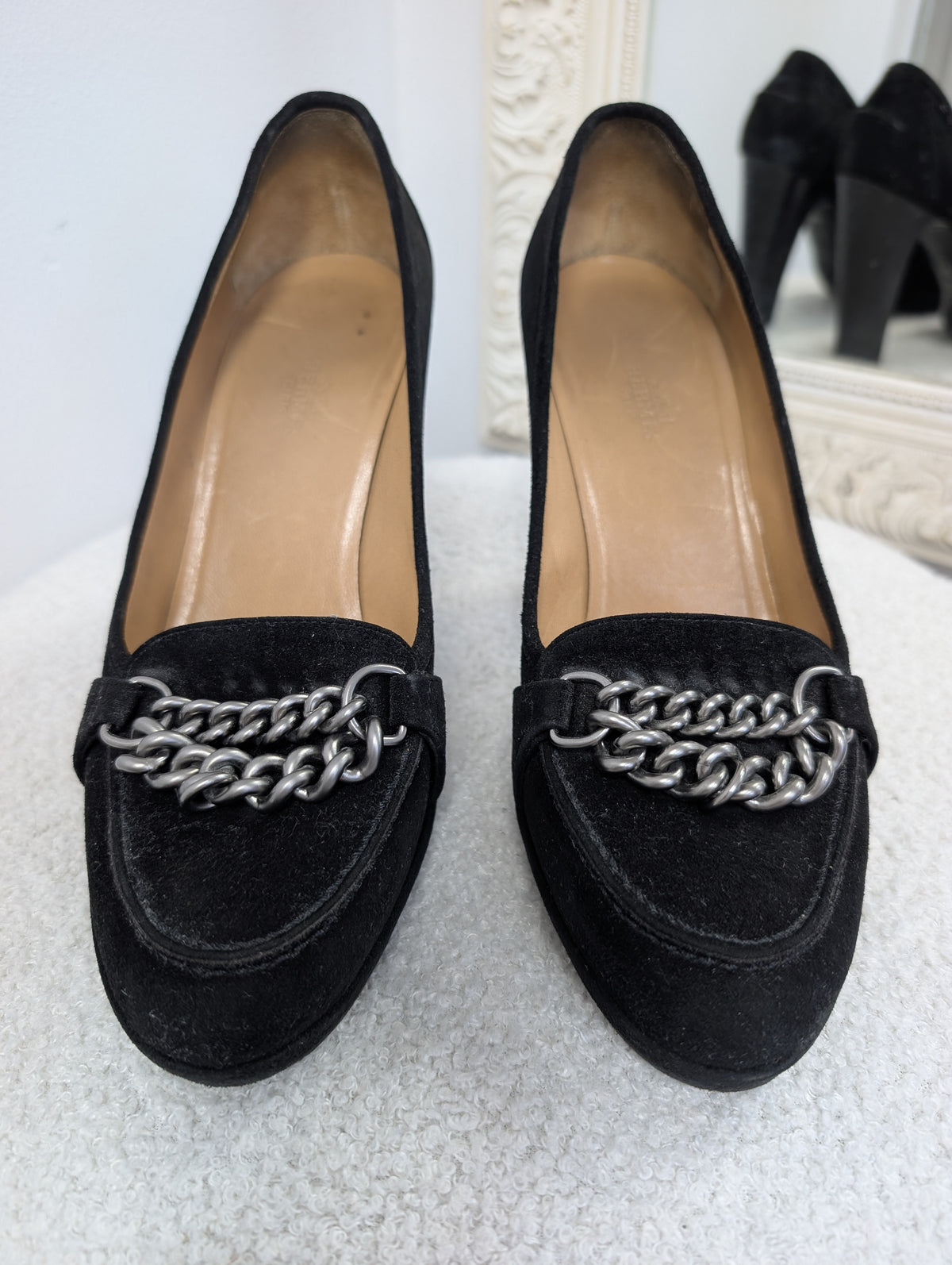 Hermes Chaine Chaussures Block Heel Pumps. Size 39.