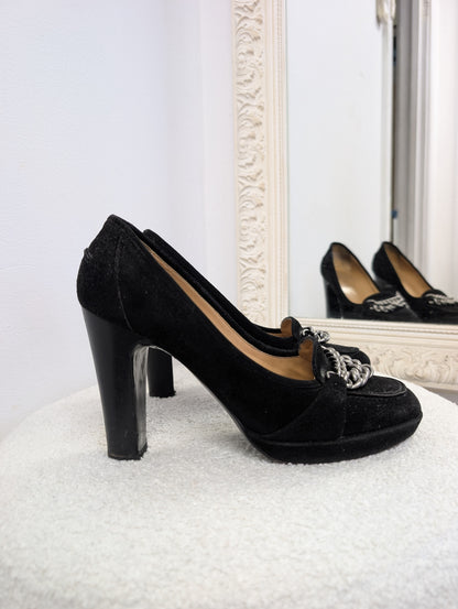Hermes Chaine Chaussures Block Heel Pumps. Size 39.