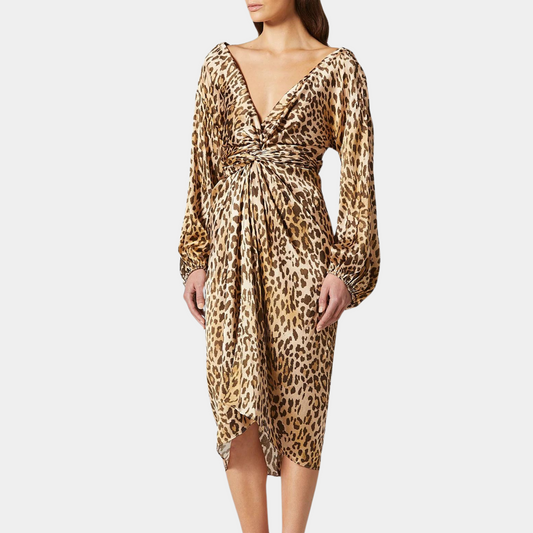 Silk Leopard Print Wrap Dress, AU 8