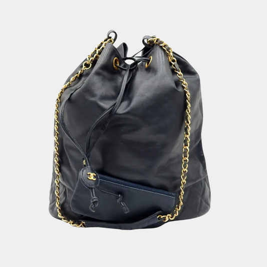 Navy Gabrielle Bucket Bag